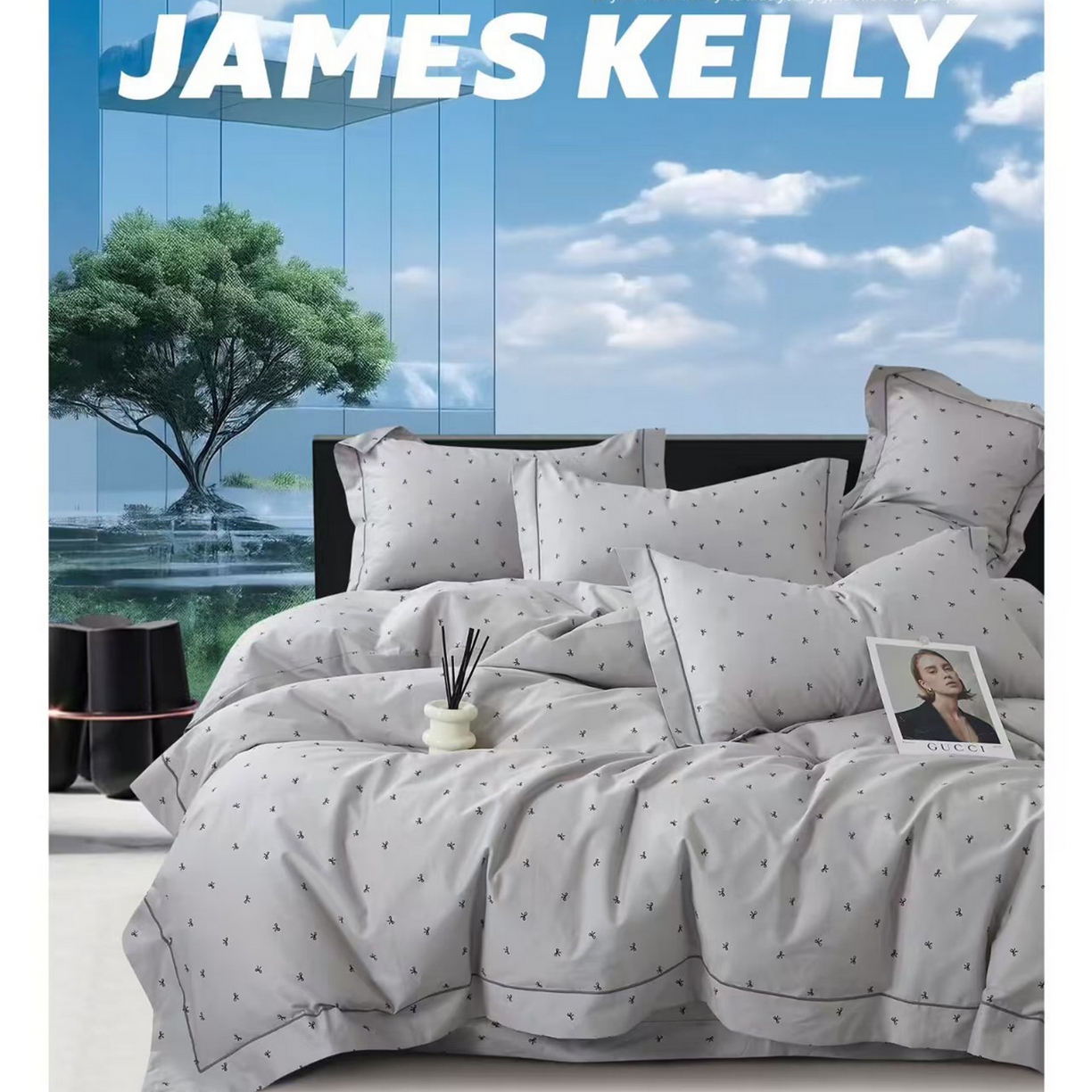 91家纺网 家纺一手货源 找家纺 （总2）未来家居 JAMES KELLY （铂金凯丽）2026新款40支13376全棉印染铂金长绒棉四件套-系列9