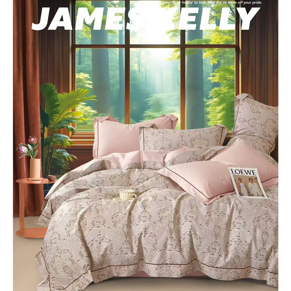 91家纺网 家纺一手货源 找家纺 （总2）未来家居 JAMES KELLY （铂金凯丽）2026新款40支13376全棉印染铂金长绒棉四件套-系列9