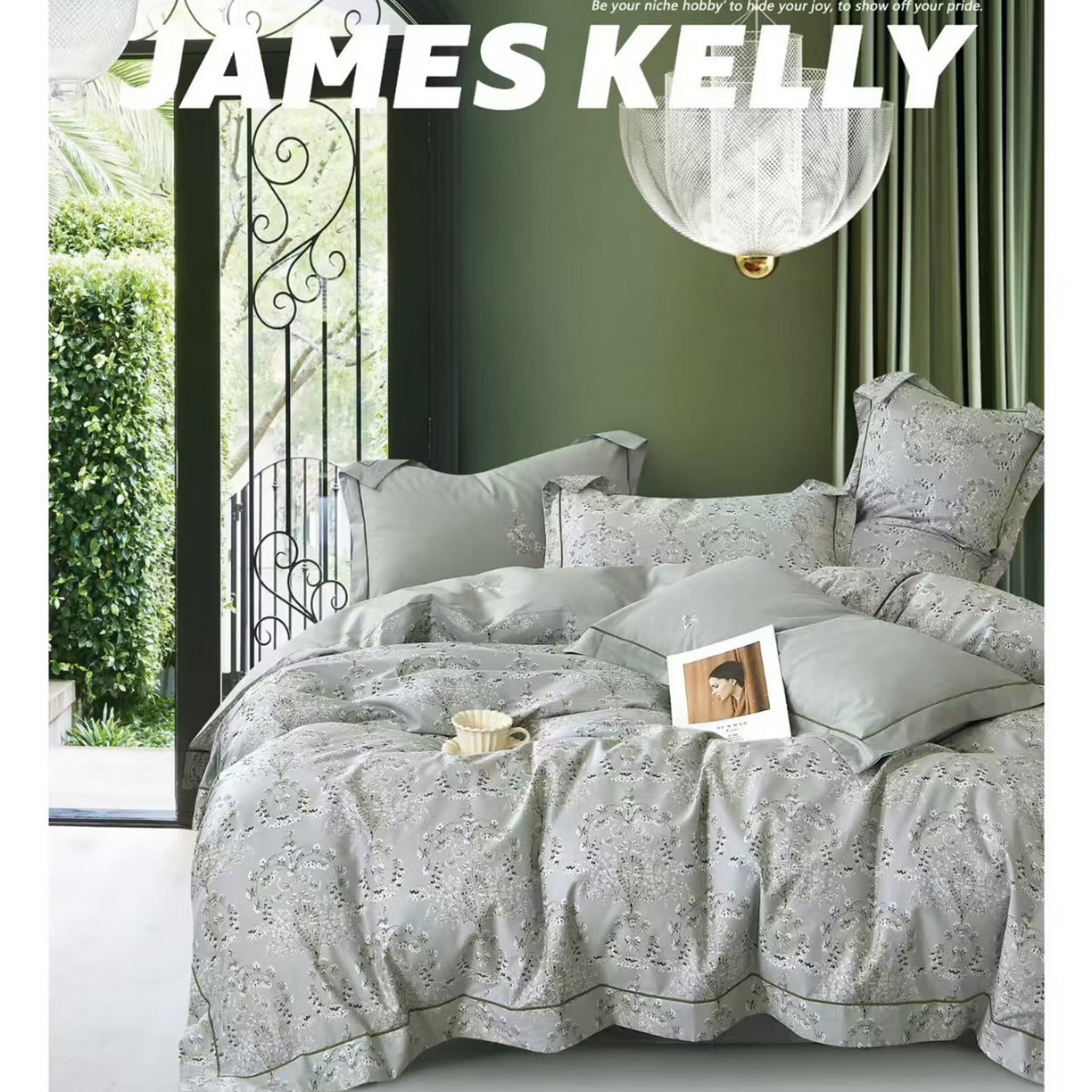 91家纺网 家纺一手货源 找家纺 （总2）未来家居 JAMES KELLY （铂金凯丽）2026新款40支13376全棉印染铂金长绒棉四件套-系列9