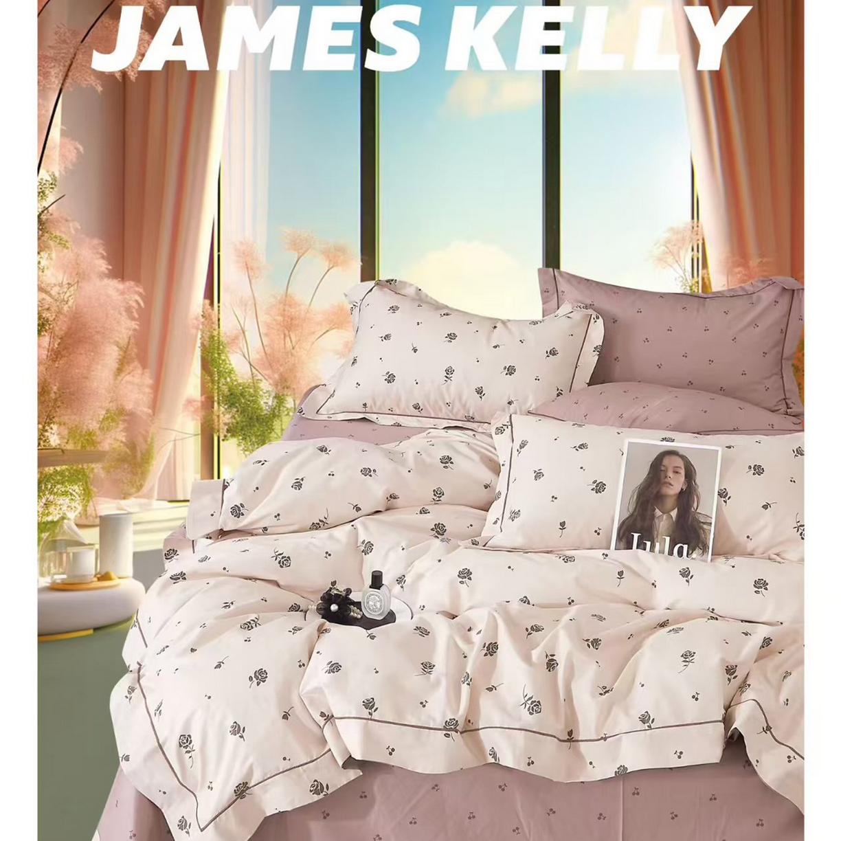 91家纺网 家纺一手货源 找家纺 （总2）未来家居 JAMES KELLY （铂金凯丽）2026新款40支13376全棉印染铂金长绒棉四件套-系列9