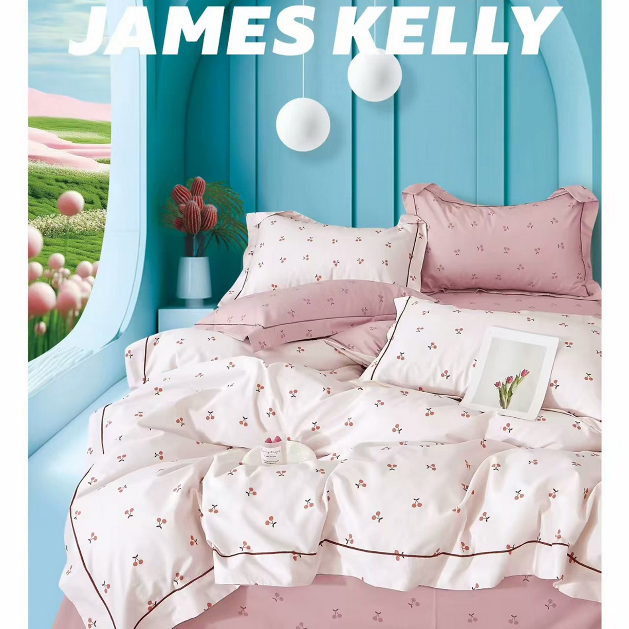 91家纺网 家纺一手货源 找家纺 （总2）未来家居 JAMES KELLY （铂金凯丽）2026新款40支13376全棉印染铂金长绒棉四件套-系列9