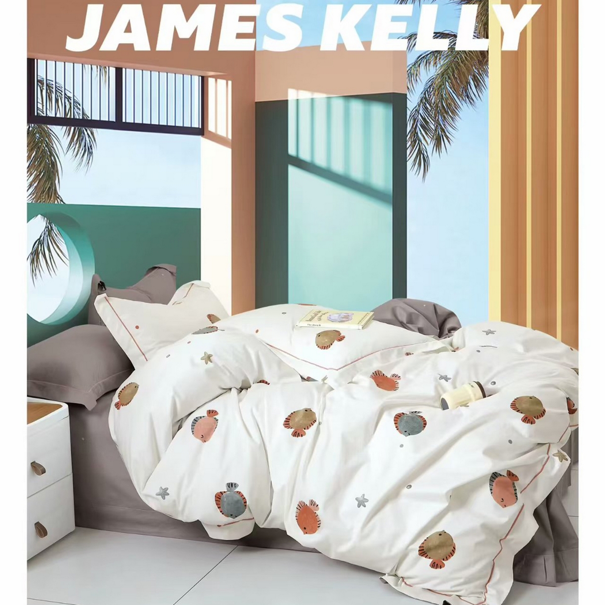 91家纺网 家纺一手货源 找家纺 （总2）未来家居 JAMES KELLY （铂金凯丽）2026新款40支13376全棉印染铂金长绒棉四件套-系列9