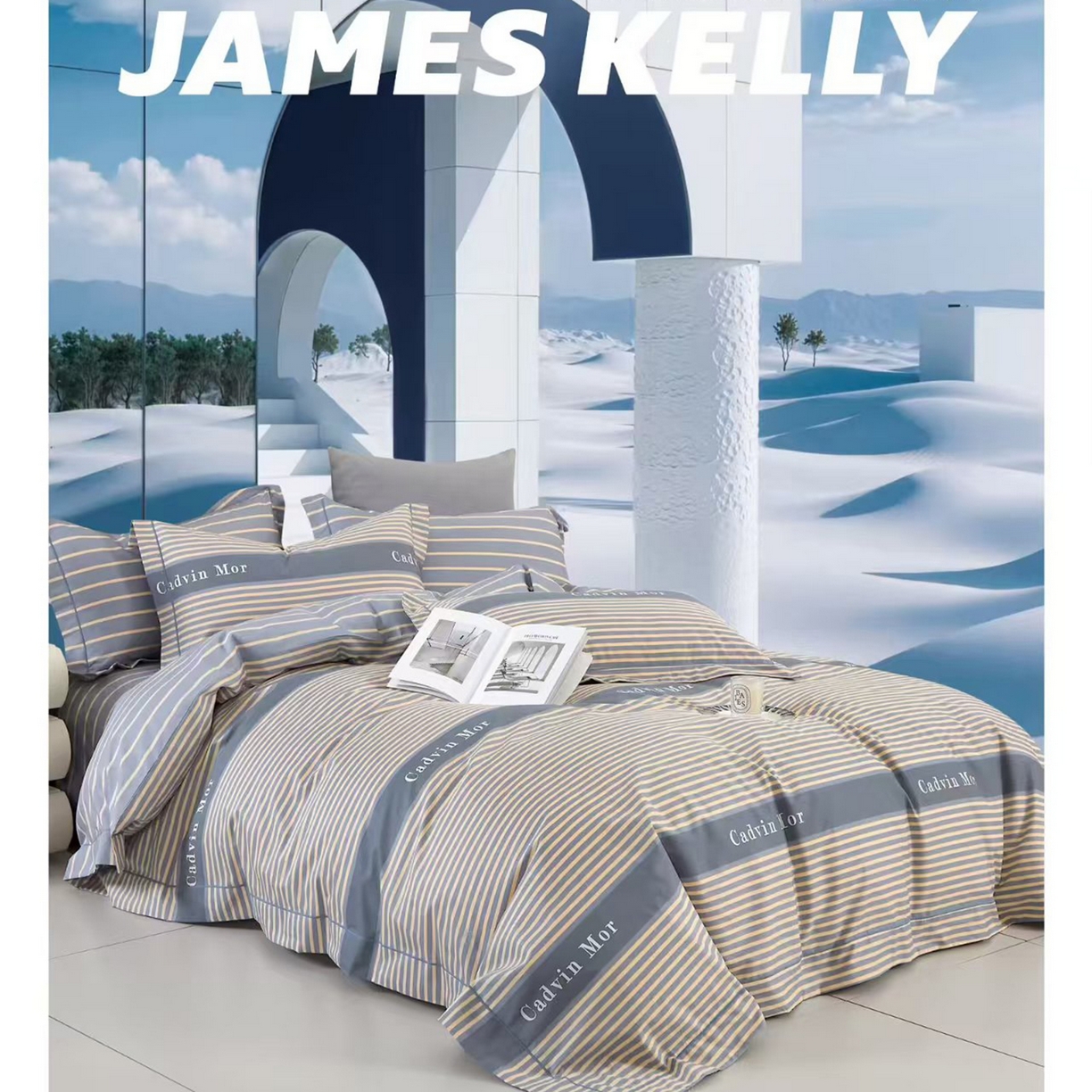 91家纺网 家纺一手货源 找家纺 （总2）未来家居 JAMES KELLY （铂金凯丽）2026新款40支13376全棉印染铂金长绒棉四件套-系列9