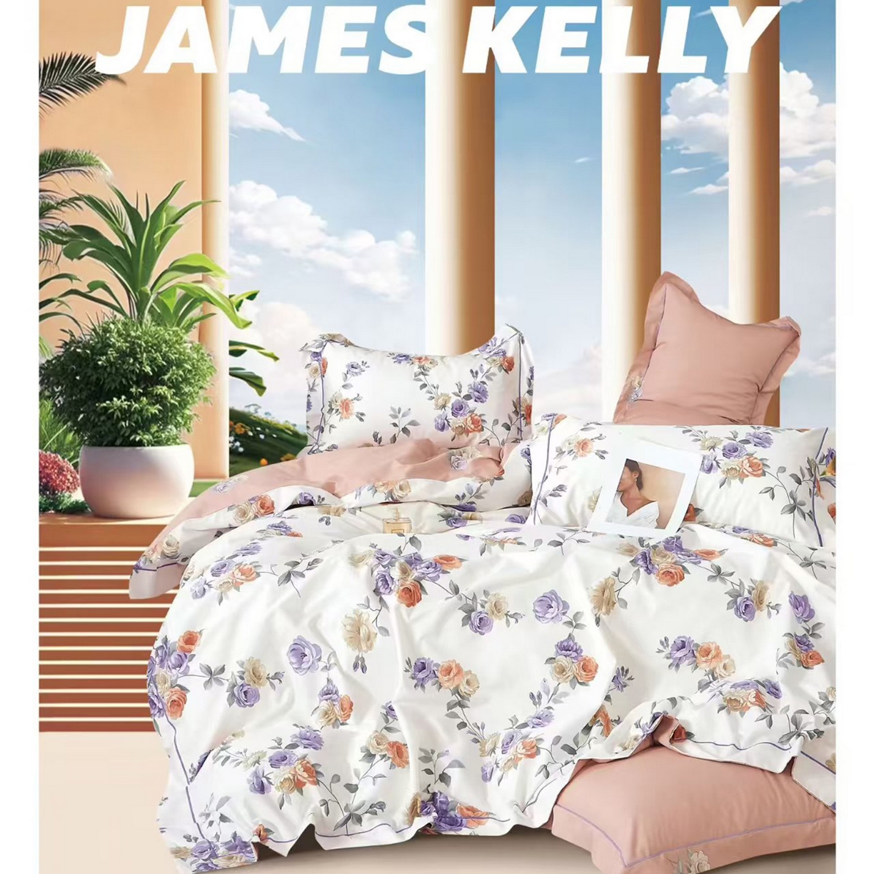 91家纺网 家纺一手货源 找家纺 （总2）未来家居 JAMES KELLY （铂金凯丽）2026新款40支13376全棉印染铂金长绒棉四件套-系列9