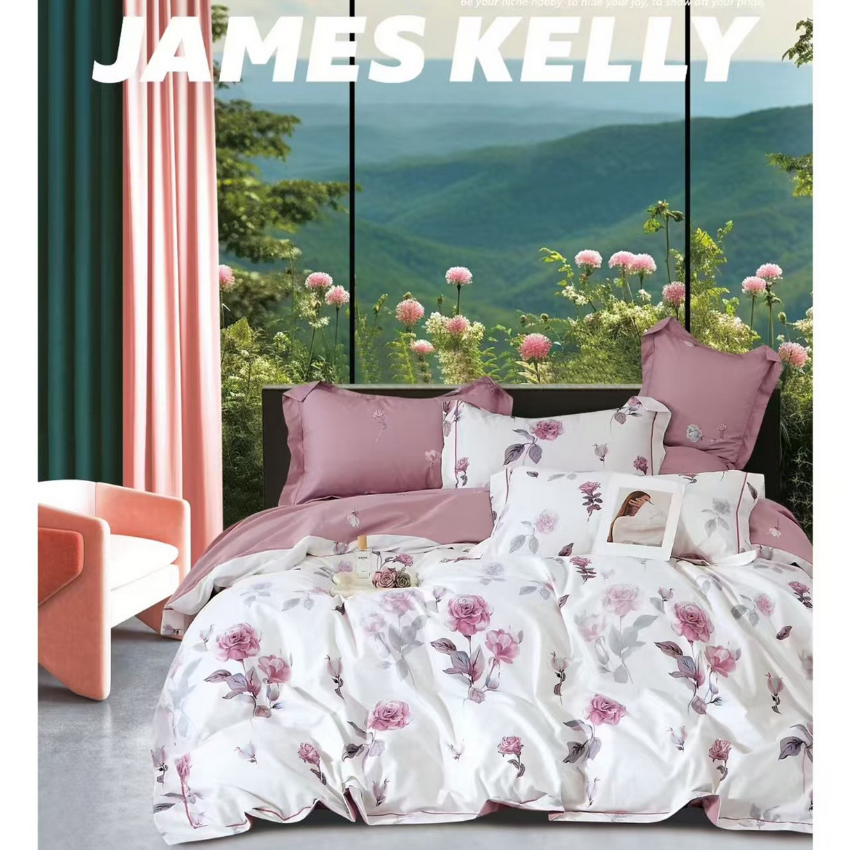 91家纺网 家纺一手货源 找家纺 （总2）未来家居 JAMES KELLY （铂金凯丽）2026新款40支13376全棉印染铂金长绒棉四件套-系列9