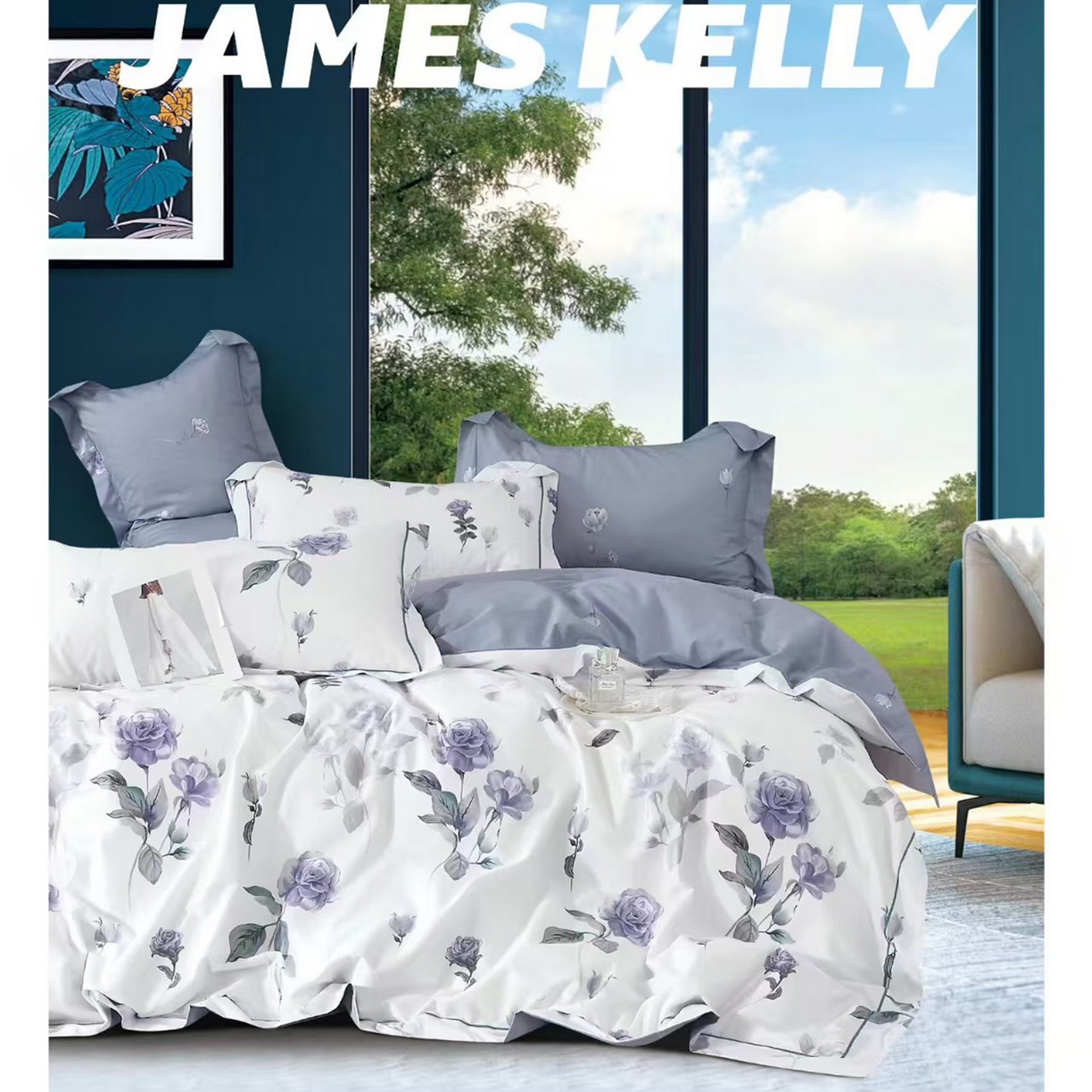 91家纺网 家纺一手货源 找家纺 （总2）未来家居 JAMES KELLY （铂金凯丽）2026新款40支13376全棉印染铂金长绒棉四件套-系列9