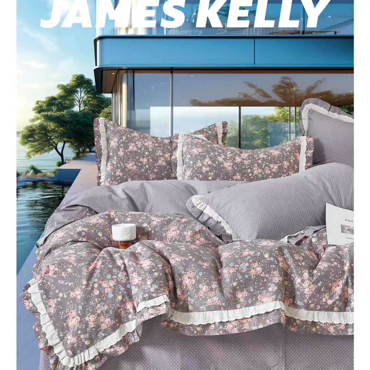 91家纺网 家纺一手货源 找家纺 （总2）未来家居 JAMES KELLY （铂金凯丽）2026新款40支13376全棉印染铂金长绒棉四件套-系列9