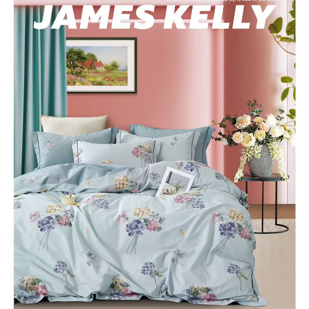 91家纺网 家纺一手货源 找家纺 （总2）未来家居 JAMES KELLY （铂金凯丽）2026新款40支13376全棉印染铂金长绒棉四件套-系列9