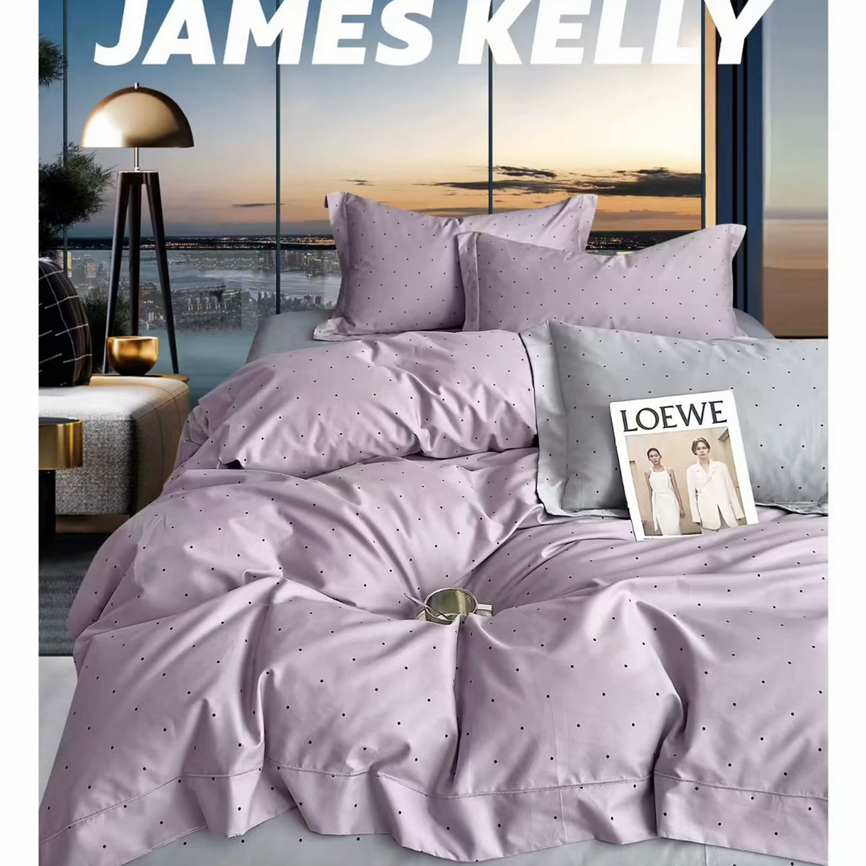 91家纺网 家纺一手货源 找家纺 （总2）未来家居 JAMES KELLY （铂金凯丽）2026新款40支13376全棉印染铂金长绒棉四件套-系列9