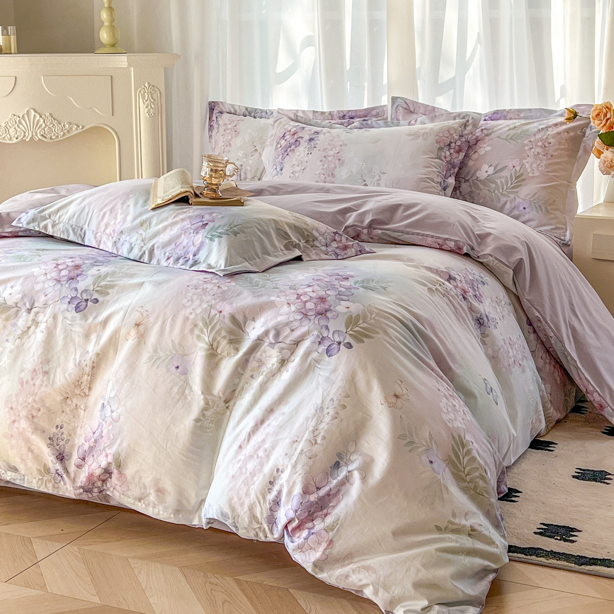 91家纺网 家纺一手货源 找家纺 （总）卧趣家纺 2026新款纯棉花卉系列全棉印花四件套