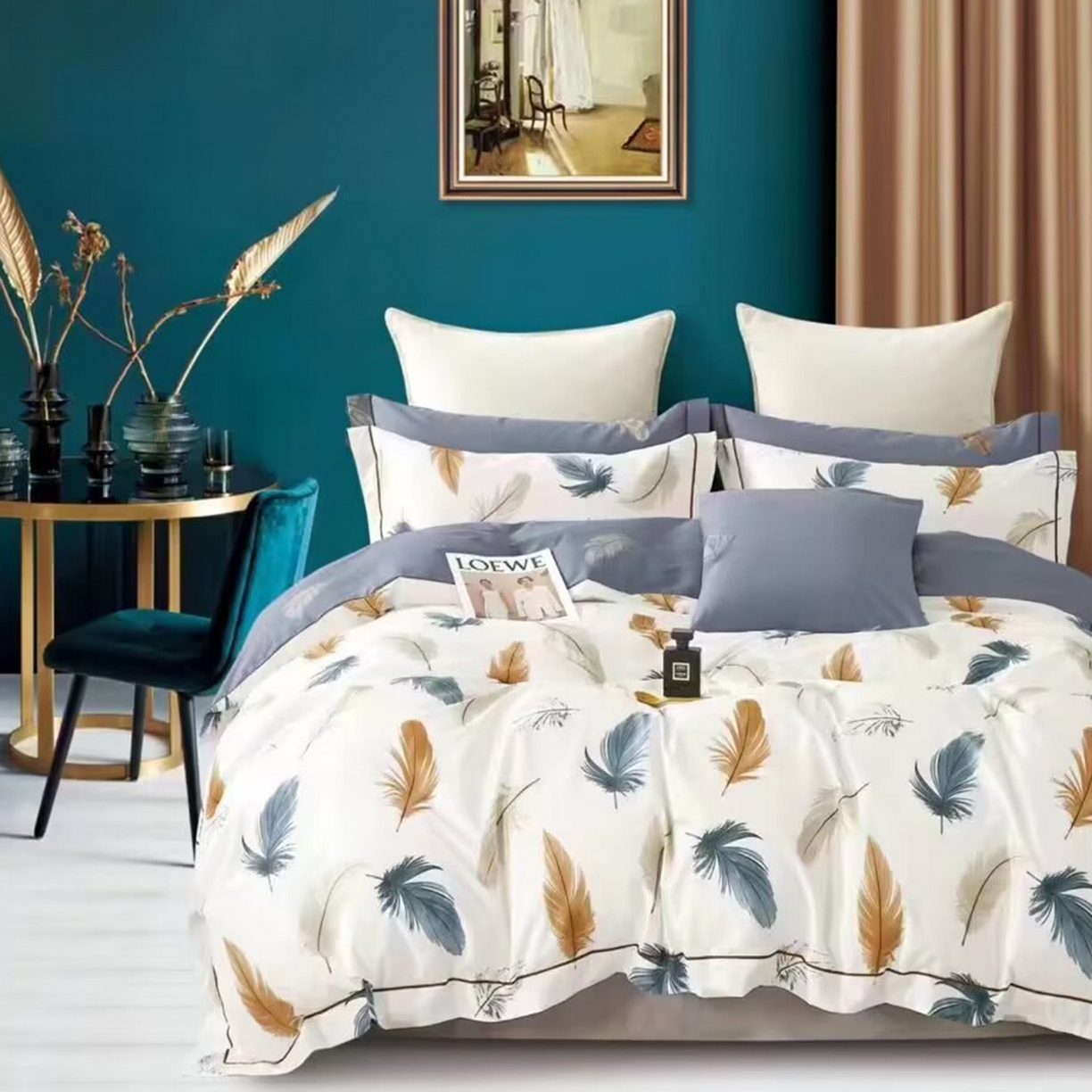 91家纺网 家纺一手货源 找家纺 （总2）未来家居 JAMES KELLY （铂金凯丽）2025新款40支13376全棉印染铂金长绒棉四件套-系列6