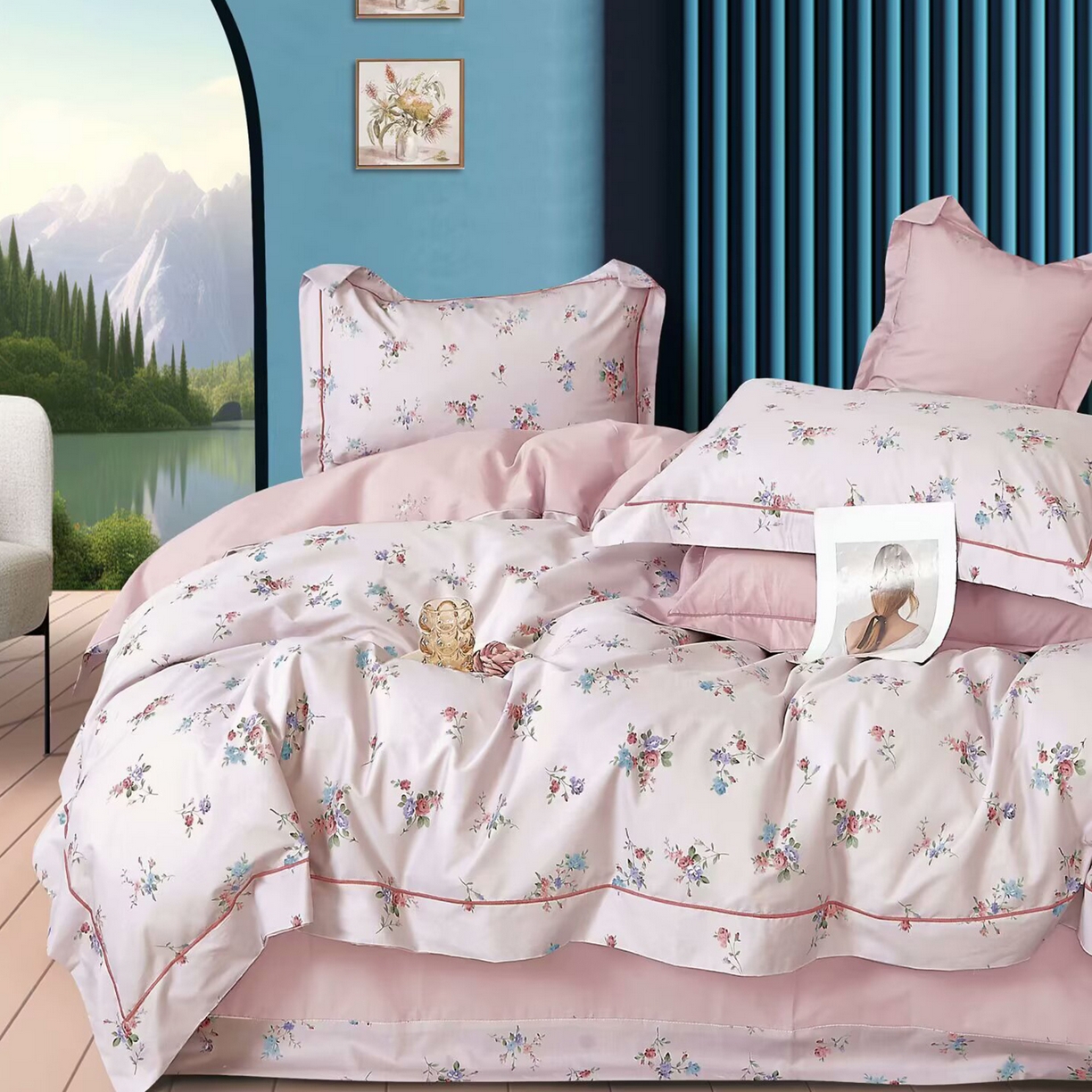 91家纺网 家纺一手货源 找家纺 （总2）未来家居 JAMES KELLY （铂金凯丽）2025新款40支13376全棉印染铂金长绒棉四件套-系列6