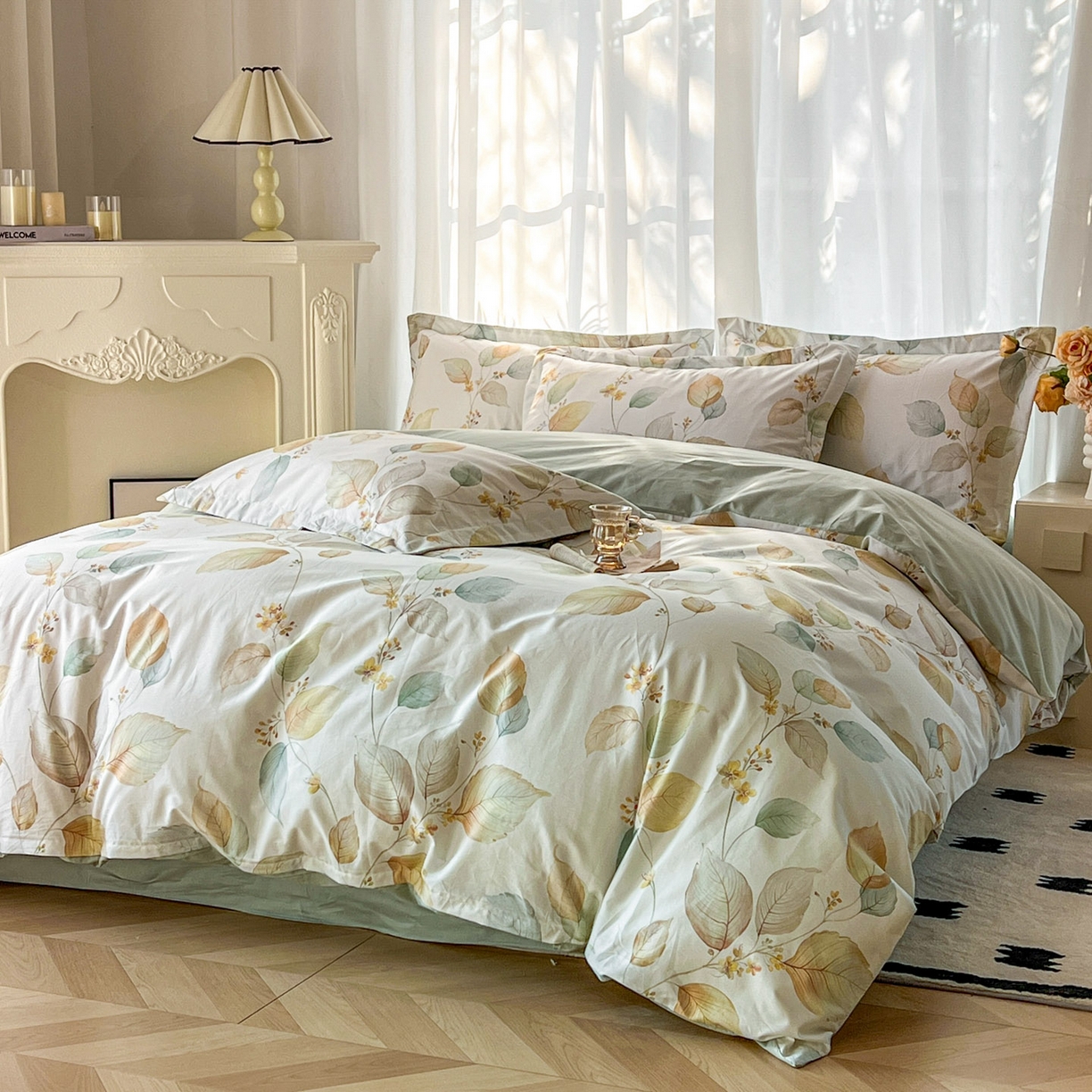 91家纺网 家纺一手货源 找家纺 卧趣家纺 2026新款纯棉花卉系列全棉印花四件套 佳昕-黄