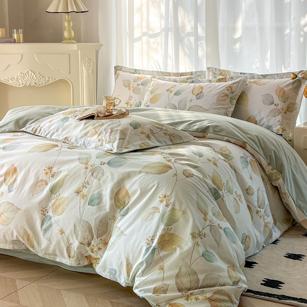 91家纺网 家纺一手货源 找家纺 卧趣家纺 2026新款纯棉花卉系列全棉印花四件套 佳昕-黄