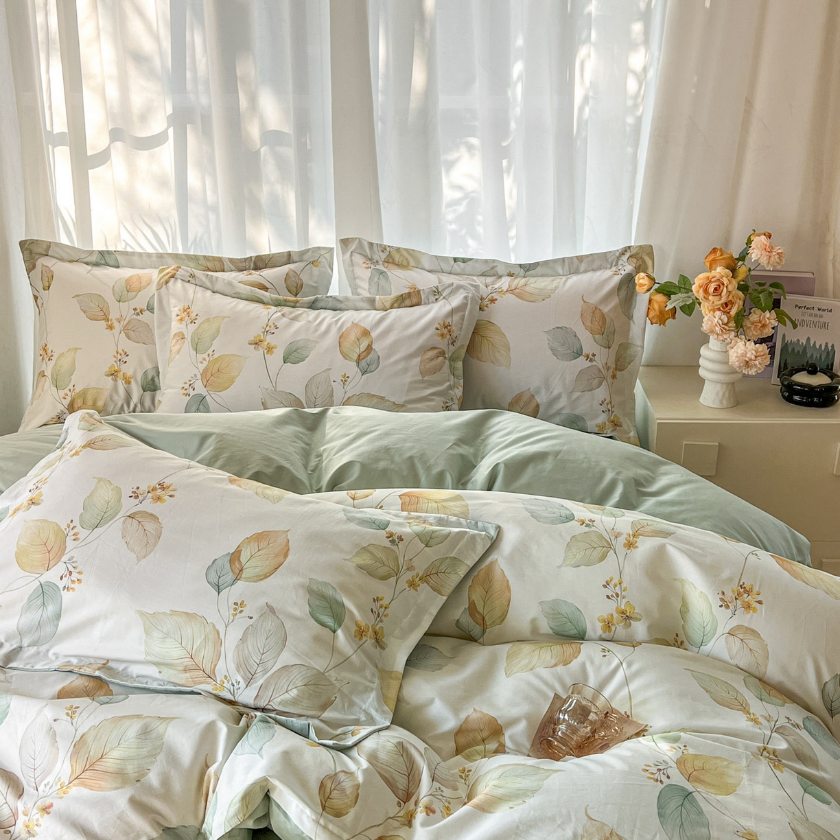 91家纺网 家纺一手货源 找家纺 卧趣家纺 2026新款纯棉花卉系列全棉印花四件套 佳昕-黄