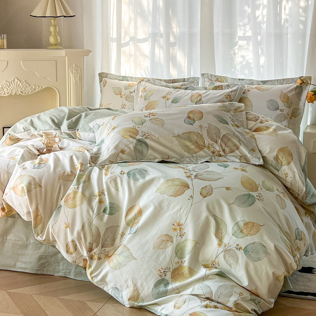 91家纺网 家纺一手货源 找家纺 卧趣家纺 2026新款纯棉花卉系列全棉印花四件套 佳昕-黄