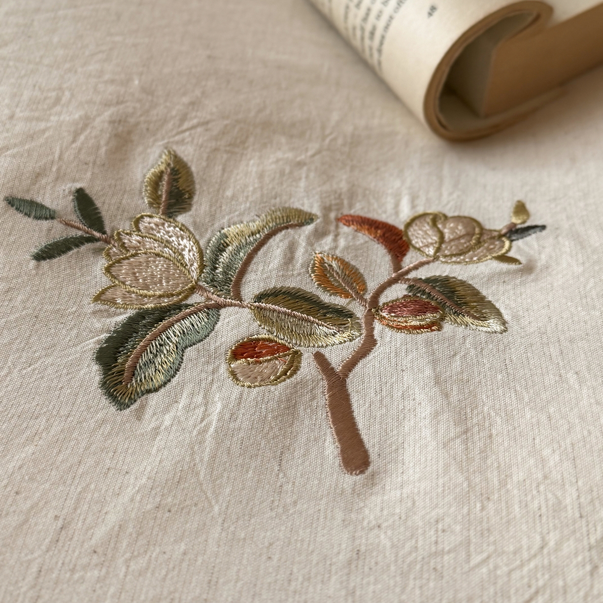 91家纺网 家纺一手货源 找家纺 （总）鹿班家居 2026春季新品色织棉麻精密刺绣系列四件套-秋桉花信（标准会员-20元）