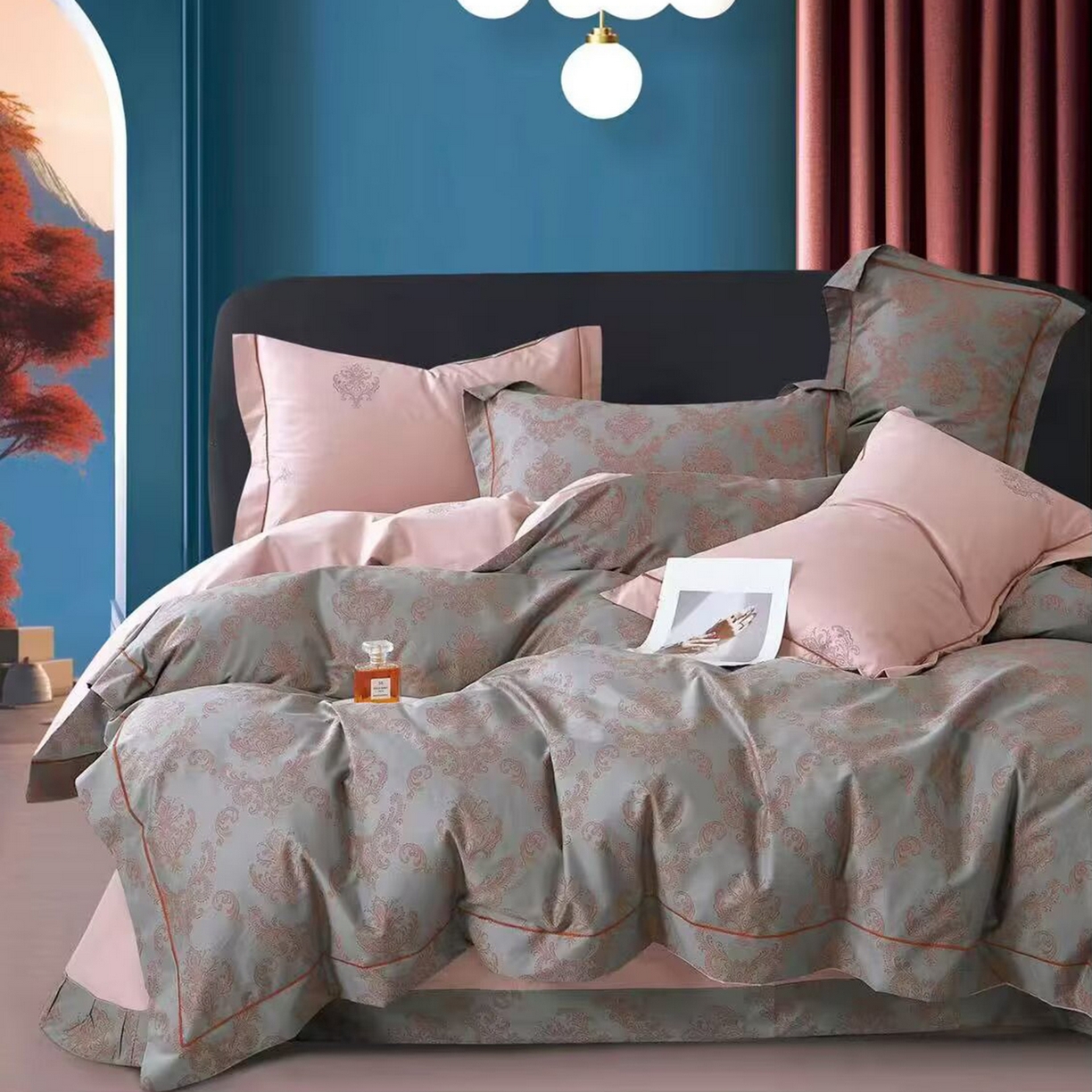 91家纺网 家纺一手货源 找家纺 （总2）未来家居 JAMES KELLY （铂金凯丽）2025新款40支13376全棉印染铂金长绒棉四件套-系列6