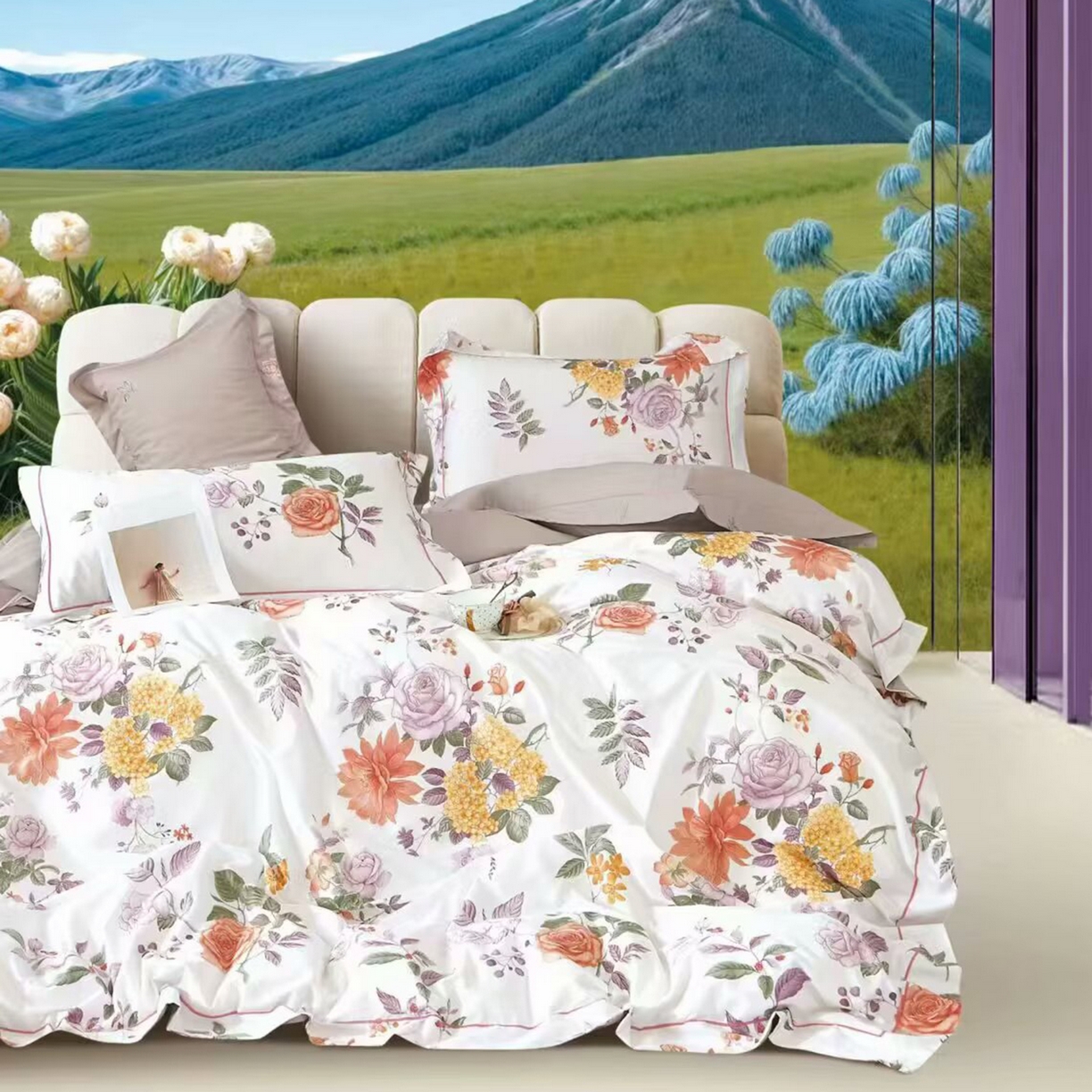 91家纺网 家纺一手货源 找家纺 （总2）未来家居 JAMES KELLY （铂金凯丽）2025新款40支13376全棉印染铂金长绒棉四件套-系列6