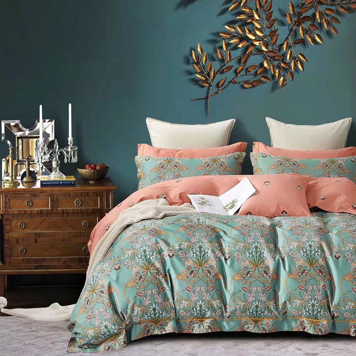 91家纺网 家纺一手货源 找家纺 （总2）未来家居 JAMES KELLY （铂金凯丽）2025新款40支13376全棉印染铂金长绒棉四件套-系列6