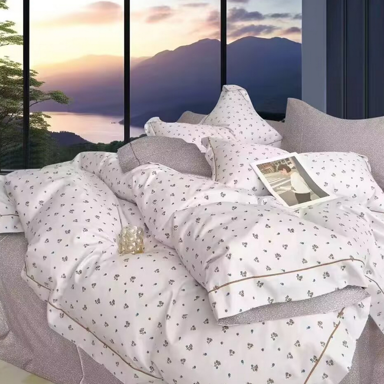91家纺网 家纺一手货源 找家纺 （总2）未来家居 JAMES KELLY （铂金凯丽）2025新款40支13376全棉印染铂金长绒棉四件套-系列6