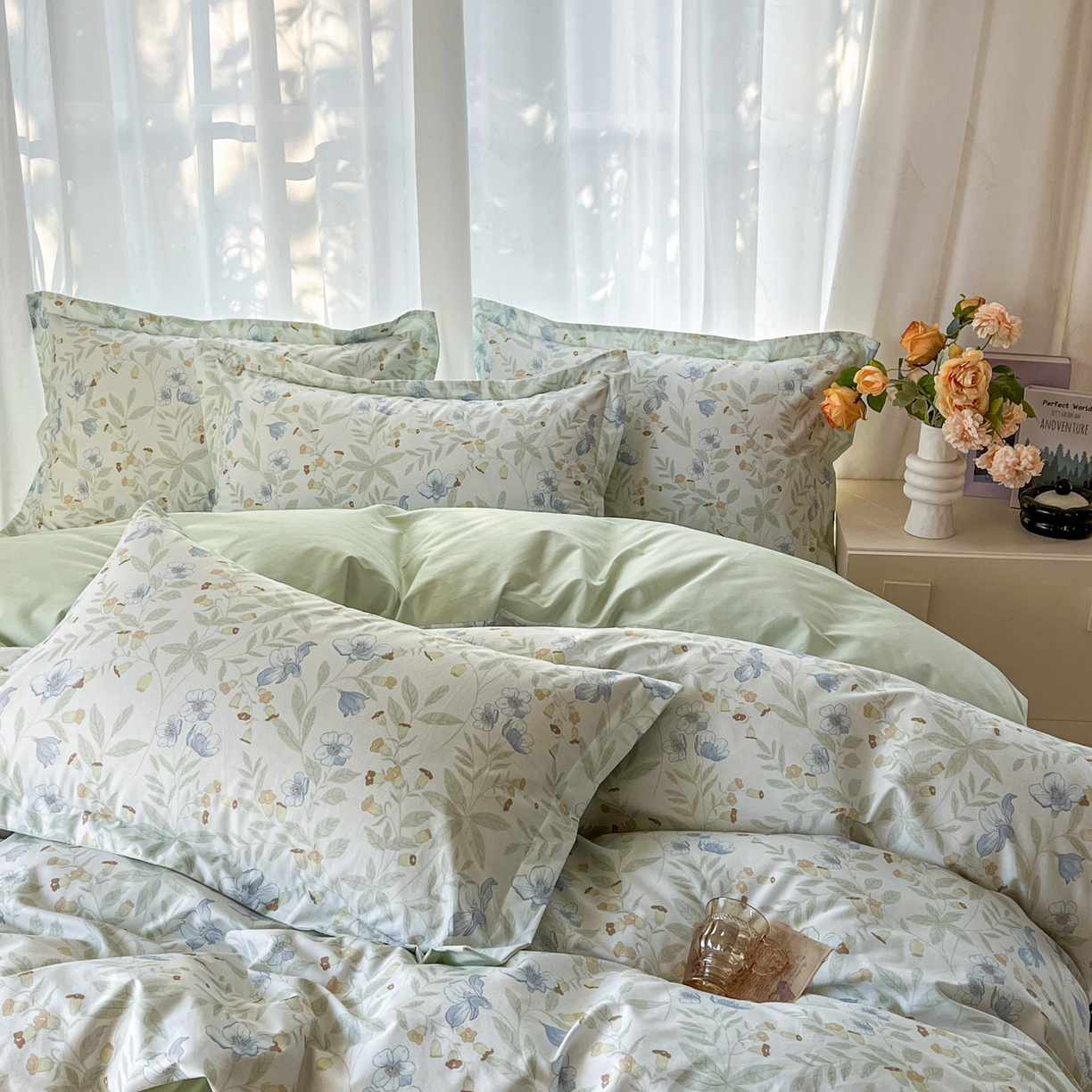 91家纺网 家纺一手货源 找家纺 卧趣家纺 2026新款纯棉花卉系列全棉印花四件套 宛春-兰