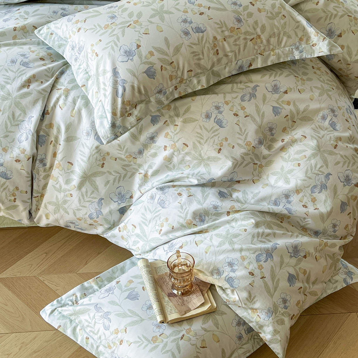 91家纺网 家纺一手货源 找家纺 卧趣家纺 2026新款纯棉花卉系列全棉印花四件套 宛春-兰