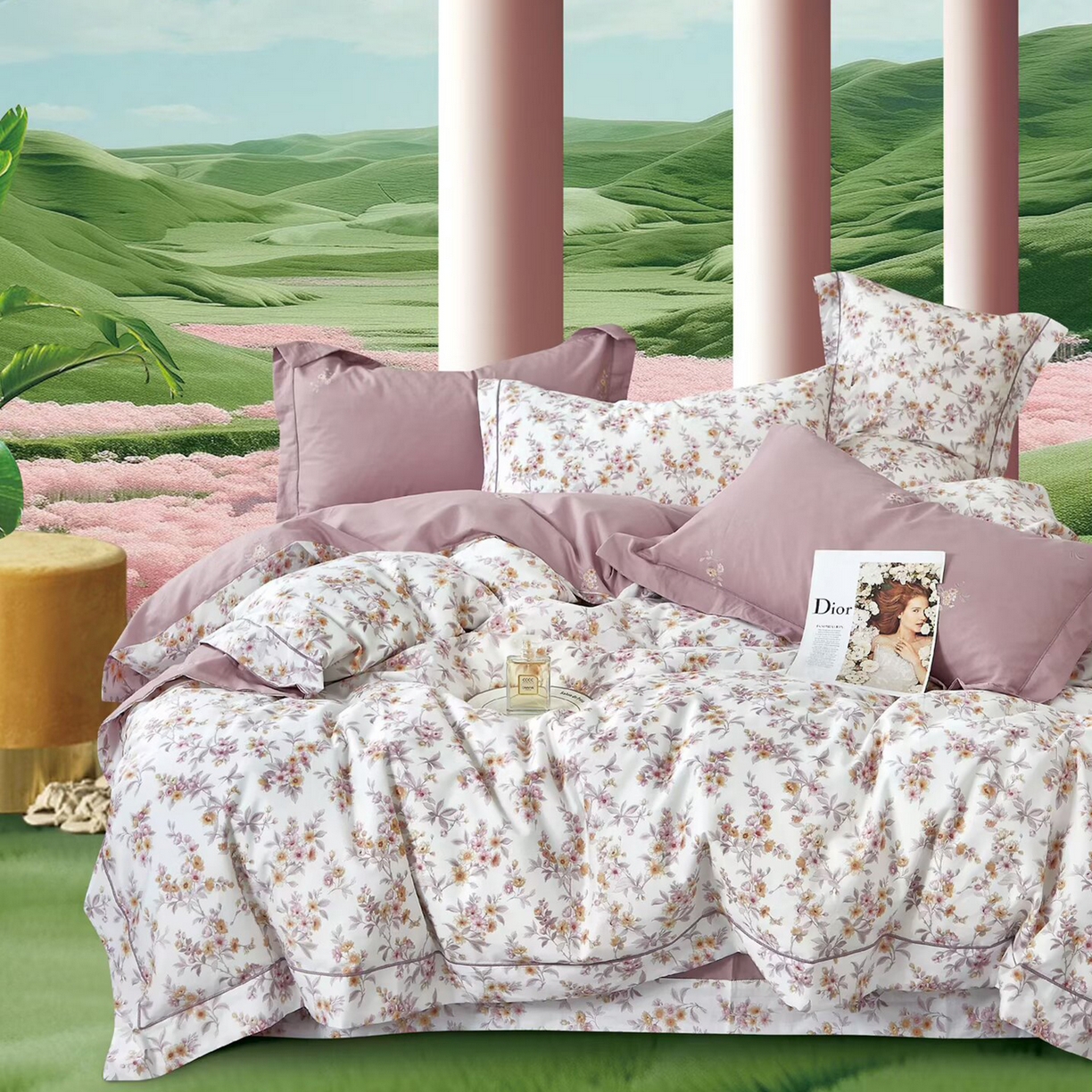 91家纺网 家纺一手货源 找家纺 （总2）未来家居 JAMES KELLY （铂金凯丽）2025新款40支13376全棉印染铂金长绒棉四件套-系列6