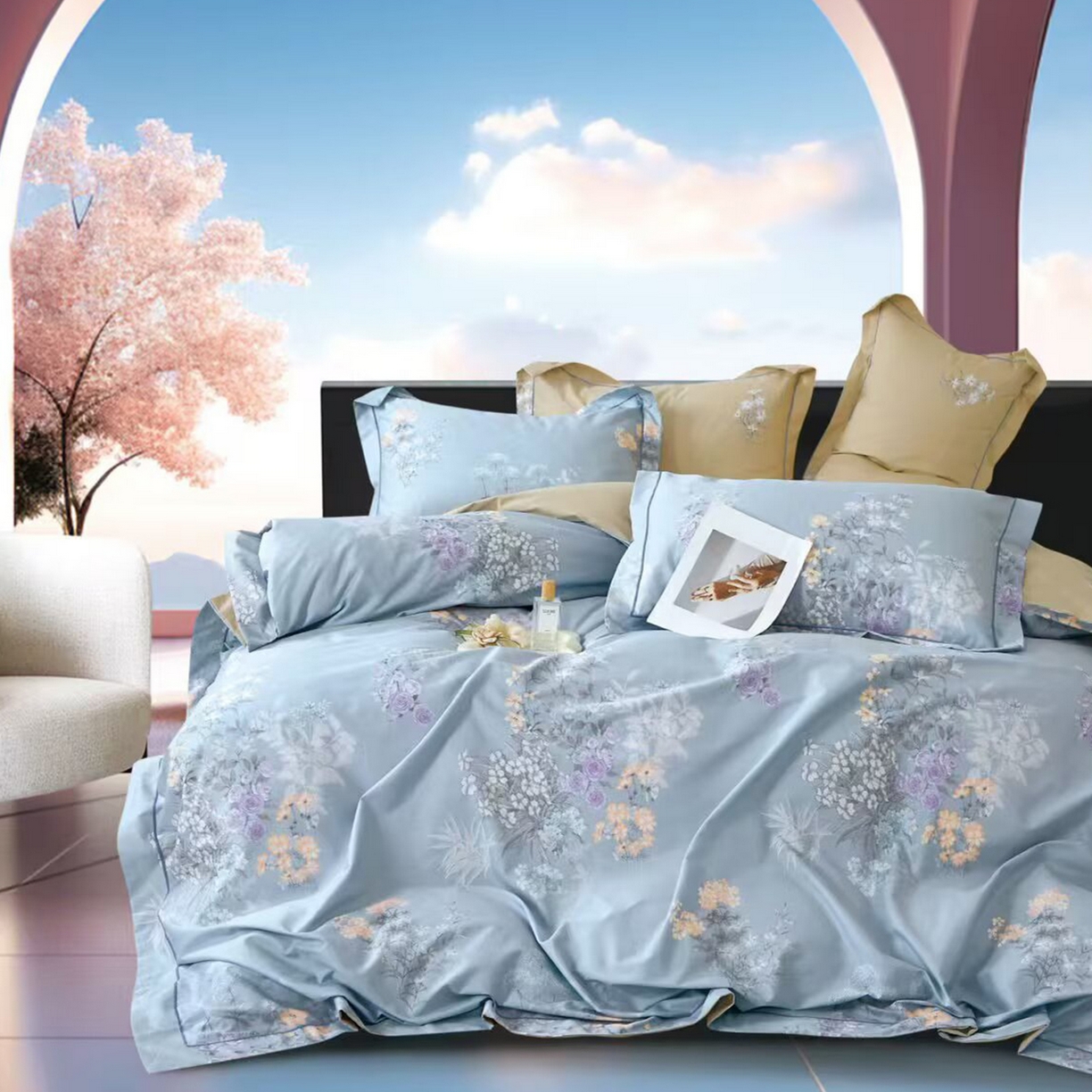 91家纺网 家纺一手货源 找家纺 （总2）未来家居 JAMES KELLY （铂金凯丽）2025新款40支13376全棉印染铂金长绒棉四件套-系列6