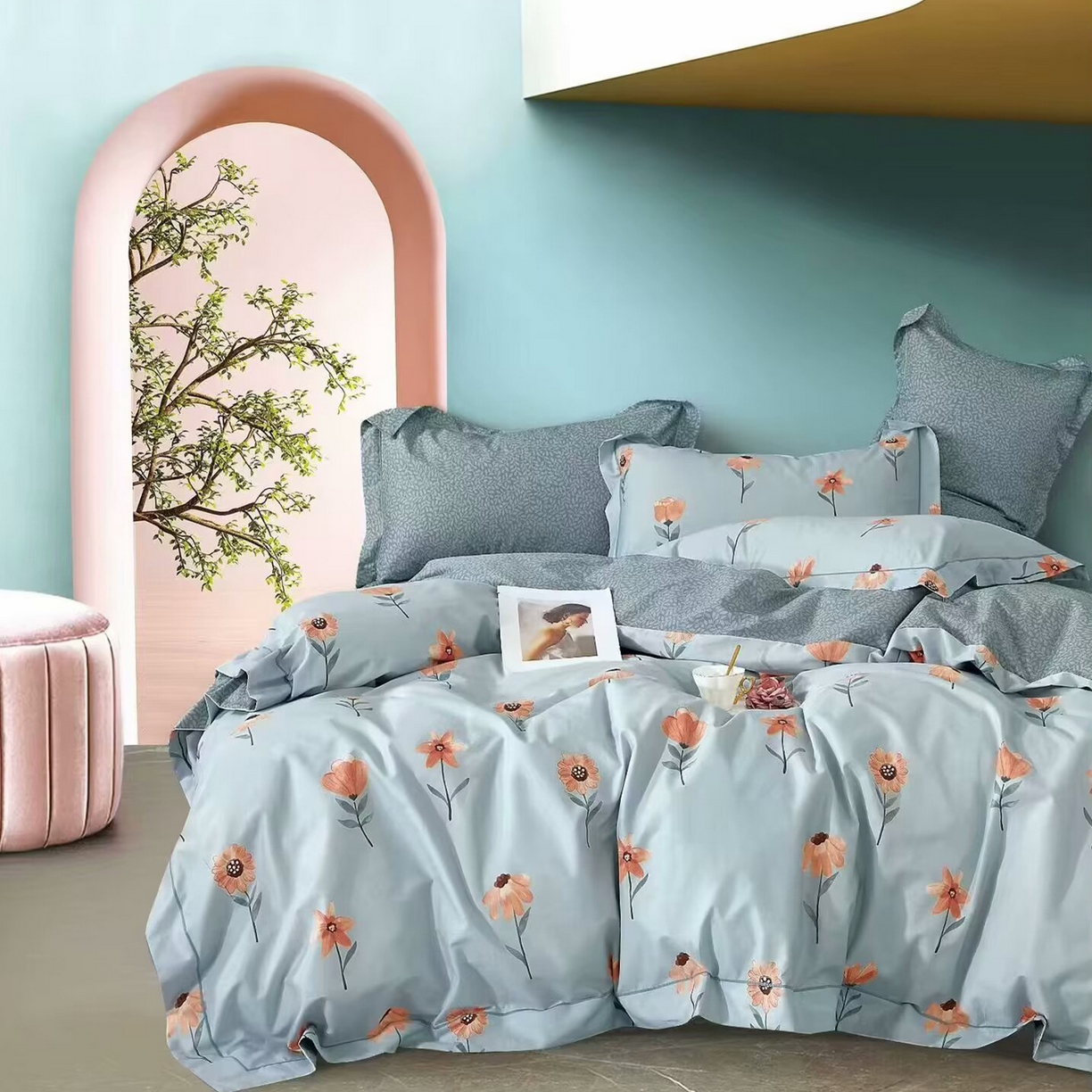 91家纺网 家纺一手货源 找家纺 （总2）未来家居 JAMES KELLY （铂金凯丽）2025新款40支13376全棉印染铂金长绒棉四件套-系列6