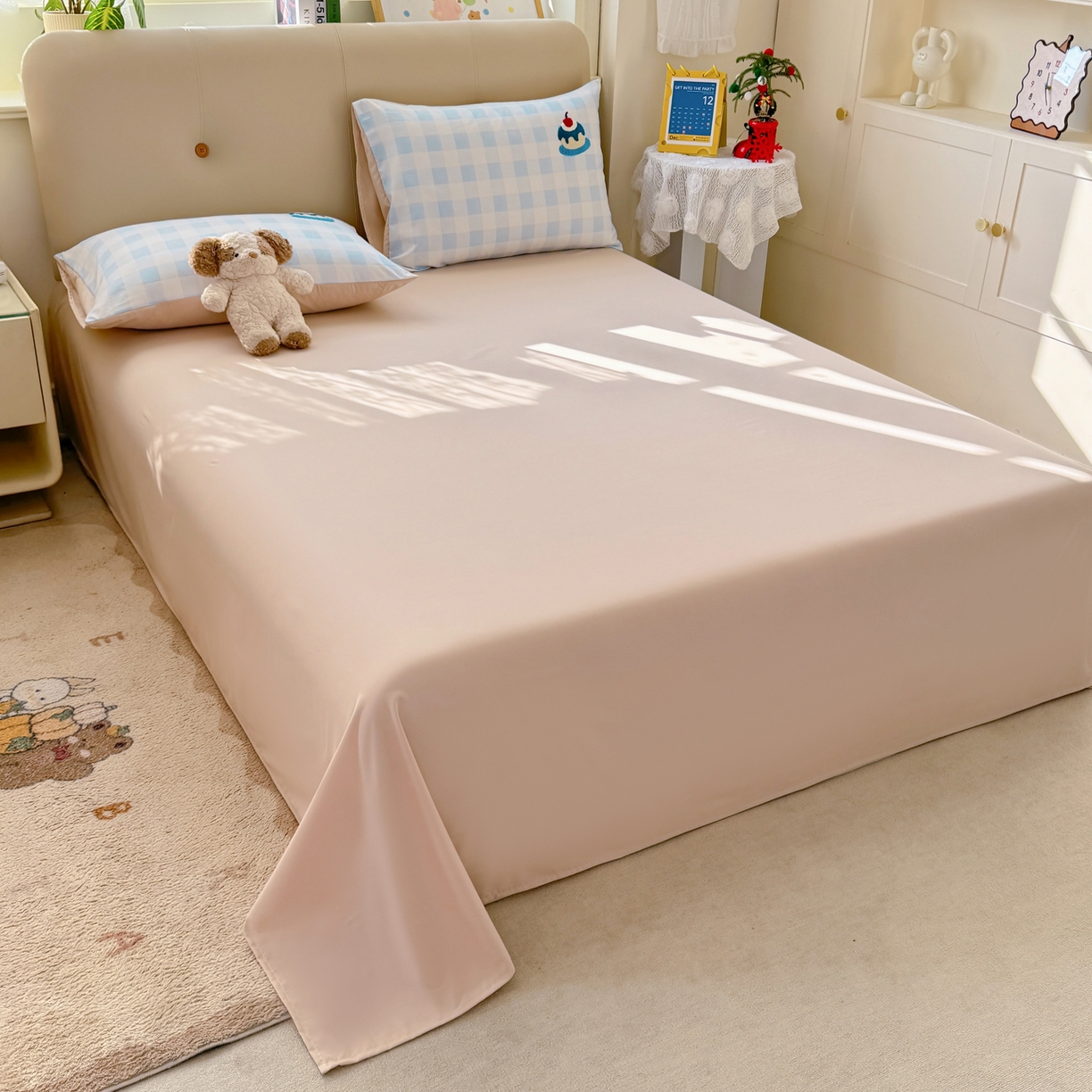 91家纺网 家纺一手货源 找家纺 暖芯优选 2026新款小红书热款混搭风毛巾绣床上用品四件套韩版学生三件套 好心情