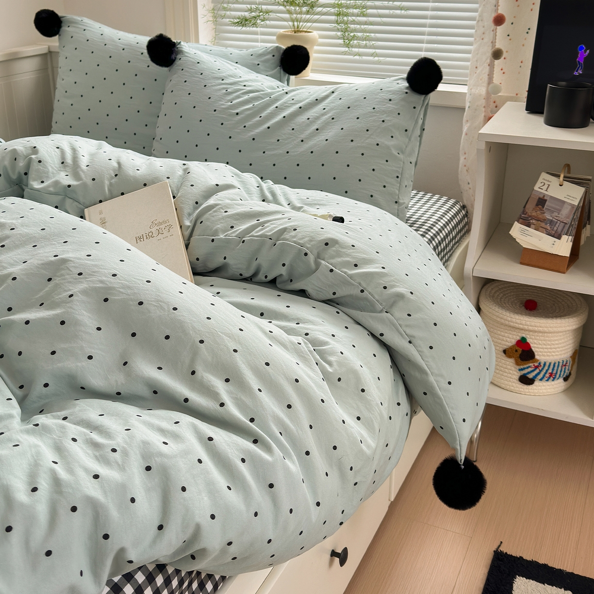 91家纺网 家纺一手货源 找家纺 （总）暖芯优选 2026新款混搭圆点啵啵毛球款四件套学生三件套-小红书推荐