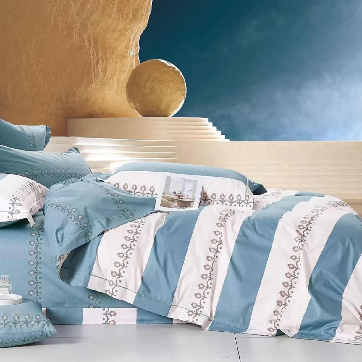 91家纺网 家纺一手货源 找家纺 （总）未来家居 JAMES KELLY （铂金凯丽）2025新款40支13376全棉印染铂金长绒棉四件套-系列8