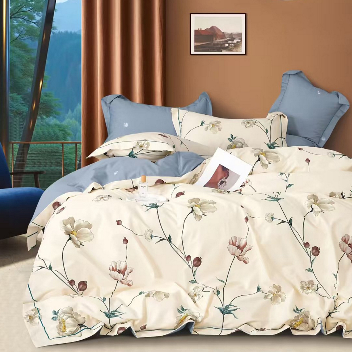 91家纺网 家纺一手货源 找家纺 （总）未来家居 JAMES KELLY （铂金凯丽）2025新款40支13376全棉印染铂金长绒棉四件套-系列8