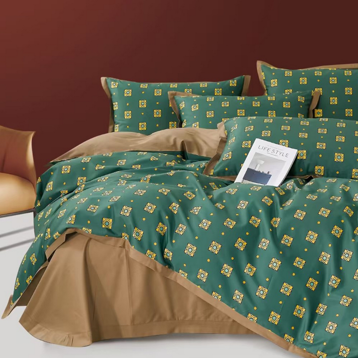 91家纺网 家纺一手货源 找家纺 （总）未来家居 JAMES KELLY （铂金凯丽）2025新款40支13376全棉印染铂金长绒棉四件套-系列8