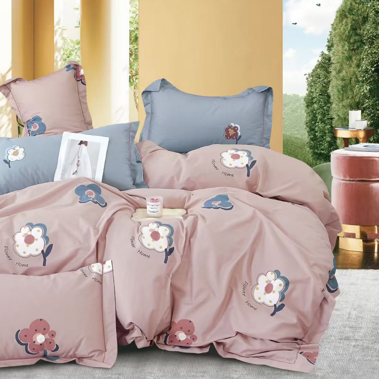 91家纺网 家纺一手货源 找家纺 （总）未来家居 JAMES KELLY （铂金凯丽）2025新款40支13376全棉印染铂金长绒棉四件套-系列8