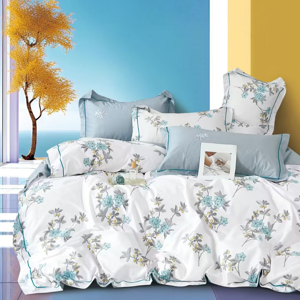 91家纺网 家纺一手货源 找家纺 （总）未来家居 JAMES KELLY （铂金凯丽）2025新款40支13376全棉印染铂金长绒棉四件套-系列8