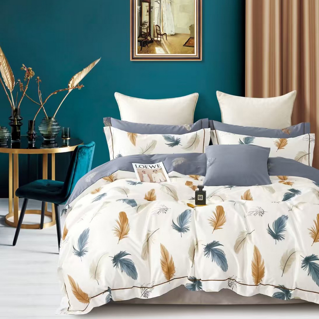 91家纺网 家纺一手货源 找家纺 （总）未来家居 JAMES KELLY （铂金凯丽）2025新款40支13376全棉印染铂金长绒棉四件套-系列8