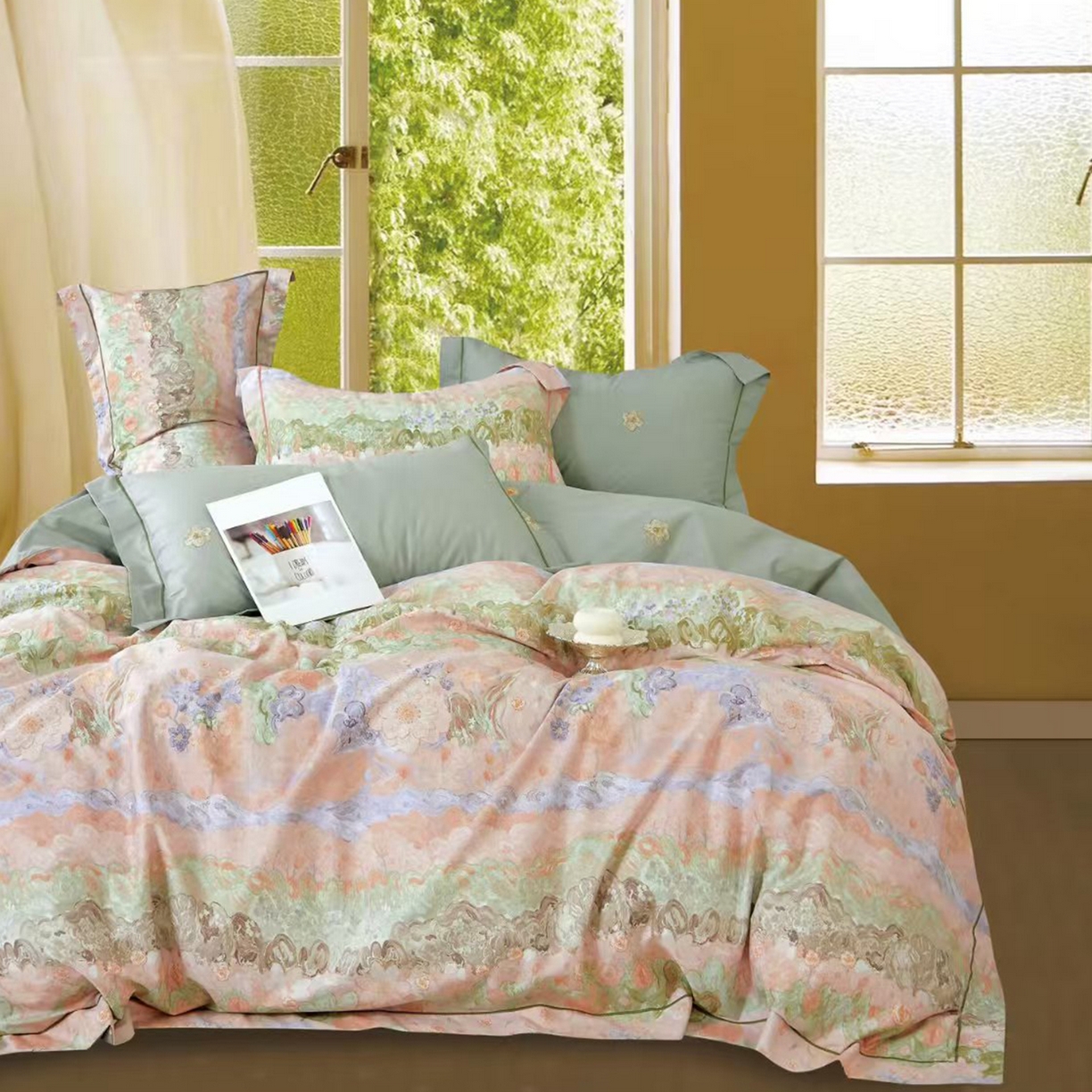 91家纺网 家纺一手货源 找家纺 （总）未来家居 JAMES KELLY （铂金凯丽）2025新款40支13376全棉印染铂金长绒棉四件套-系列8