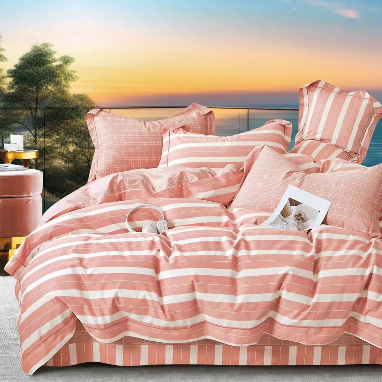 91家纺网 家纺一手货源 找家纺 （总）未来家居 JAMES KELLY （铂金凯丽）2025新款40支13376全棉印染铂金长绒棉四件套-系列8