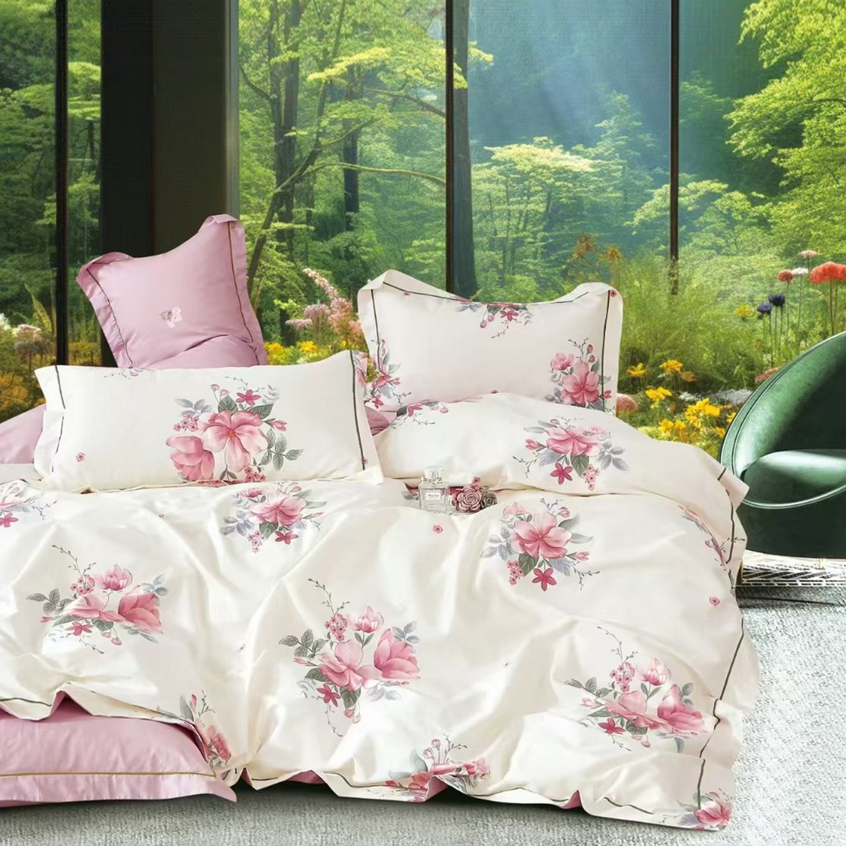 91家纺网 家纺一手货源 找家纺 （总）未来家居 JAMES KELLY （铂金凯丽）2025新款40支13376全棉印染铂金长绒棉四件套-系列8