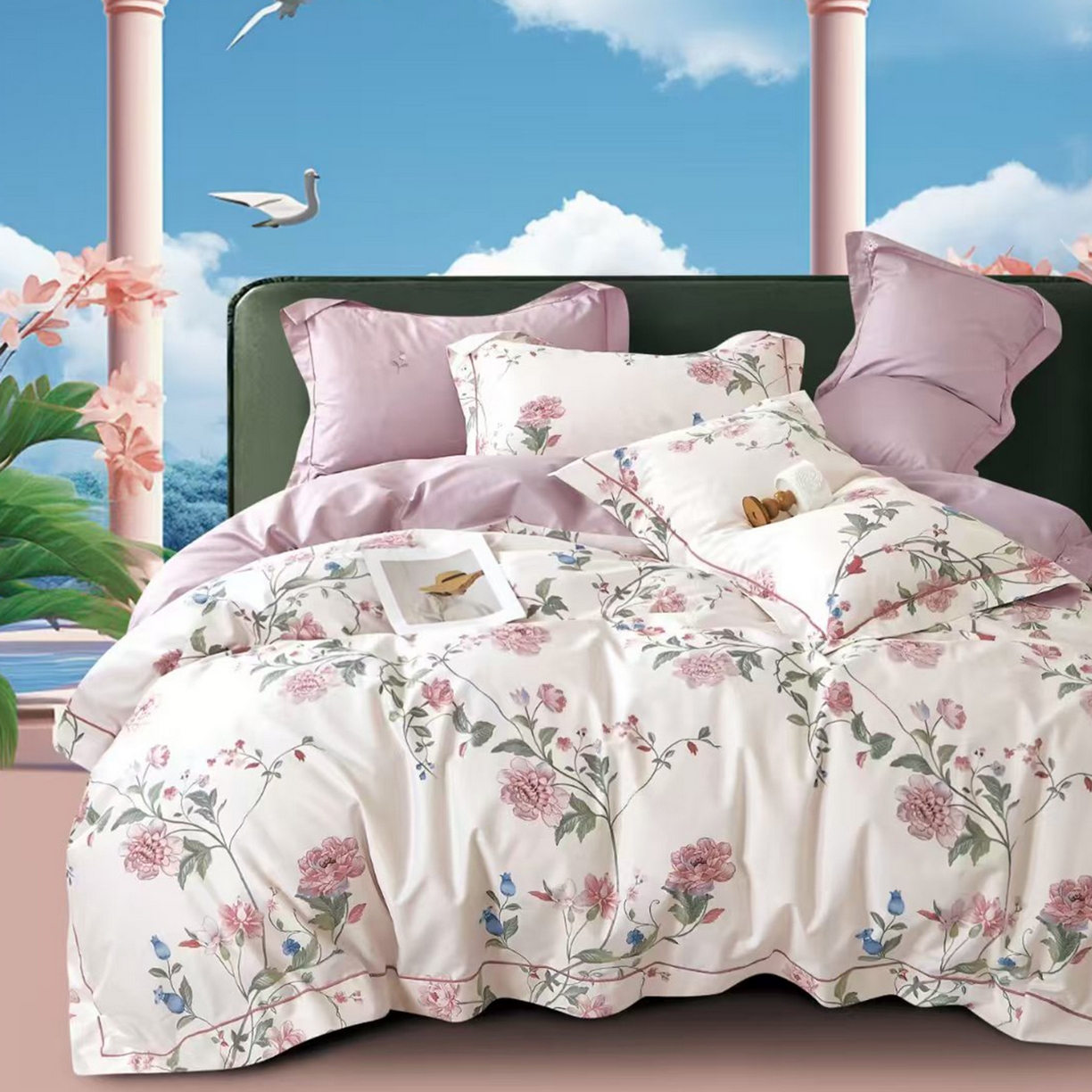 91家纺网 家纺一手货源 找家纺 （总）未来家居 JAMES KELLY （铂金凯丽）2025新款40支13376全棉印染铂金长绒棉四件套-系列8