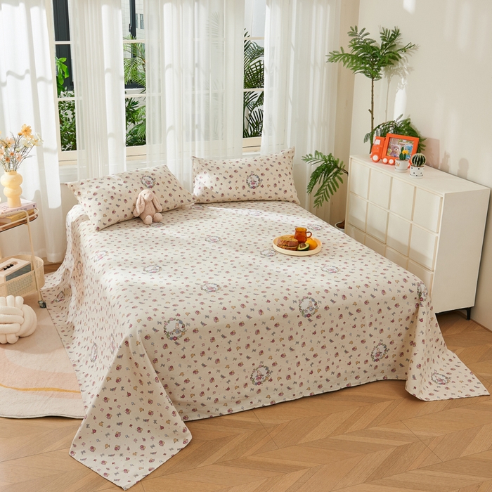 91家纺网 家纺一手货源 找家纺 （总）爱彼家纺 2026新款原棉老粗布烫画老粗布印花系列单床单凉席席子三件套