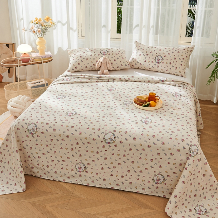 91家纺网 家纺一手货源 找家纺 （总）爱彼家纺 2026新款原棉老粗布烫画老粗布印花系列单床单凉席席子三件套