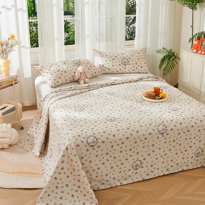 91家纺网 家纺一手货源 找家纺 （总）爱彼家纺 2026新款原棉老粗布烫画老粗布印花系列单床单凉席席子三件套