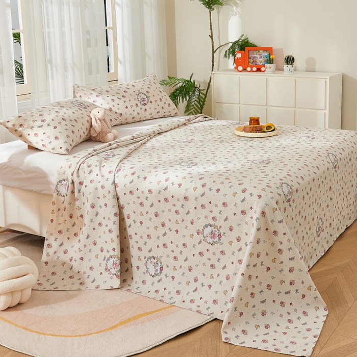 91家纺网 家纺一手货源 找家纺 （总）爱彼家纺 2026新款原棉老粗布烫画老粗布印花系列单床单凉席席子三件套