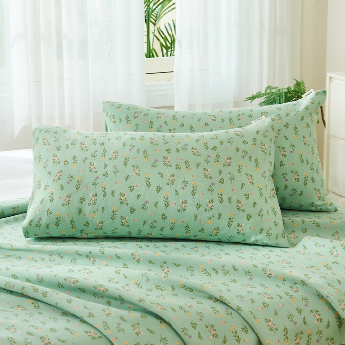 91家纺网 家纺一手货源 找家纺 爱彼家纺 2026新款原棉老粗布烫画老粗布印花系列单床单凉席席子三件套 春满园