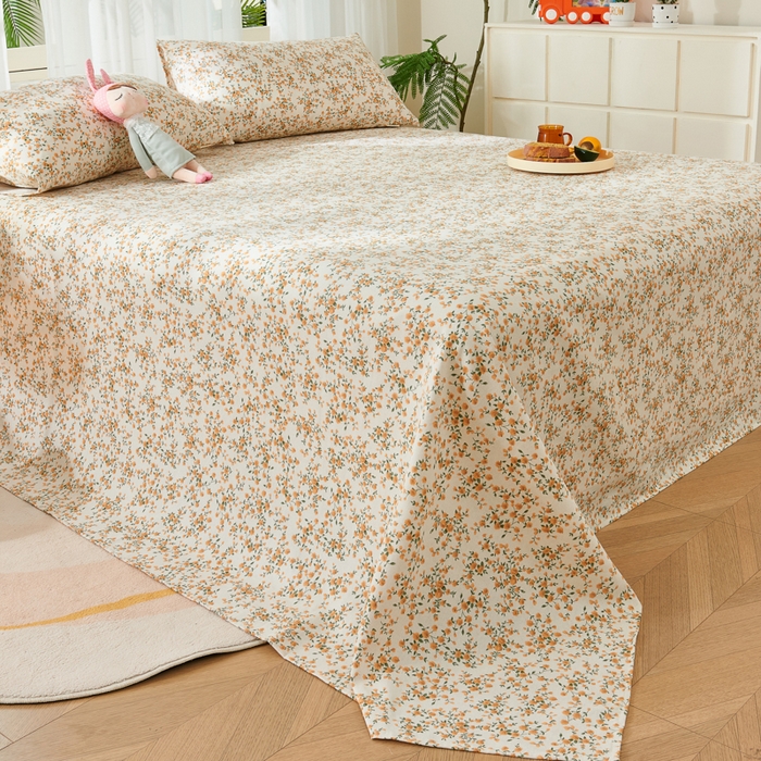 91家纺网 家纺一手货源 找家纺 爱彼家纺 2026新款原棉老粗布烫画老粗布印花系列单床单凉席席子三件套 锦绣花舞