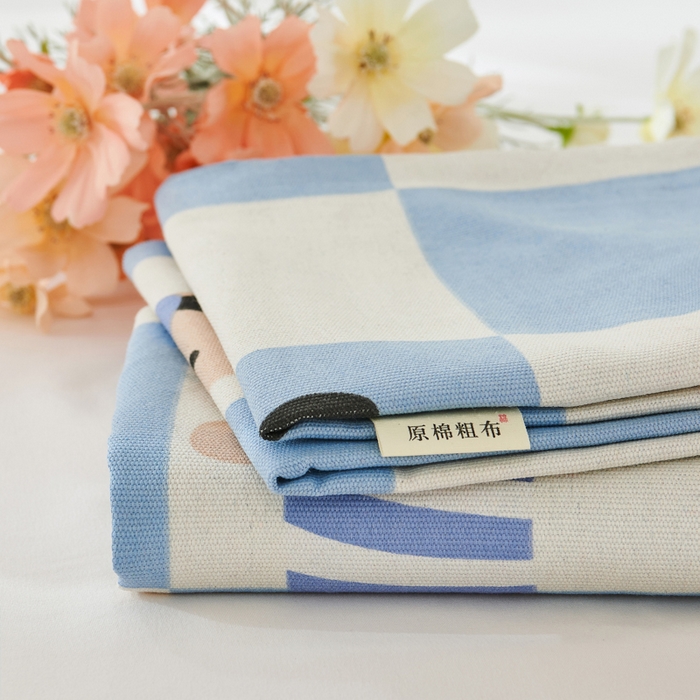 爱彼家纺 2026新款原棉老粗布烫画老粗布印花系列单床单凉席席子三件套 腊肠狗-蓝