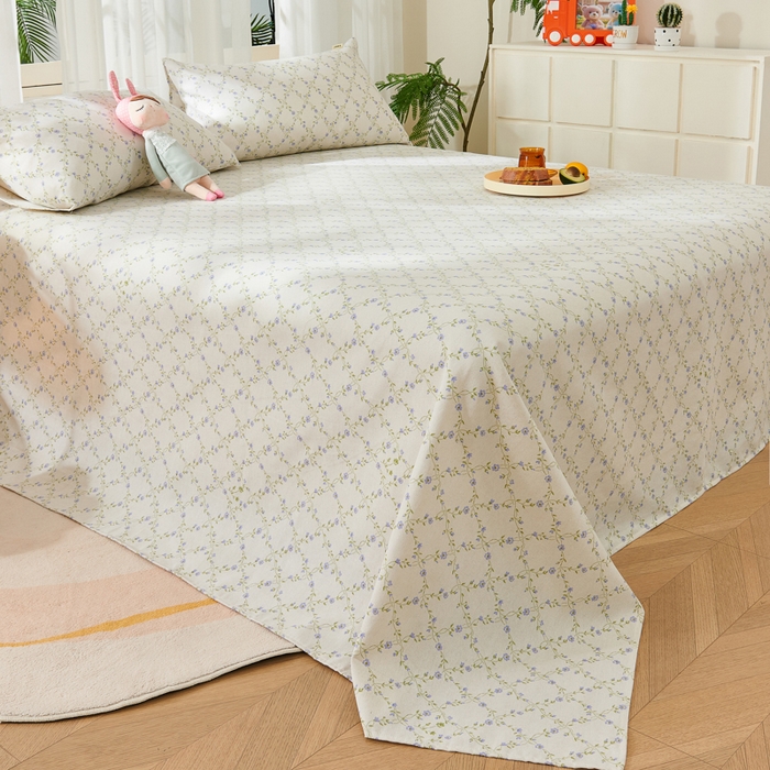 91家纺网 家纺一手货源 找家纺 爱彼家纺 2026新款原棉老粗布烫画老粗布印花系列单床单凉席席子三件套 菱形诺溪